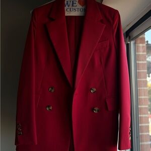 MANGO Set: Red Double-Breasted Blazer & Pants